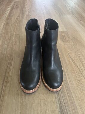 Portland leather goods. Classic Black Leather Ankle Booties with Contrast Sole